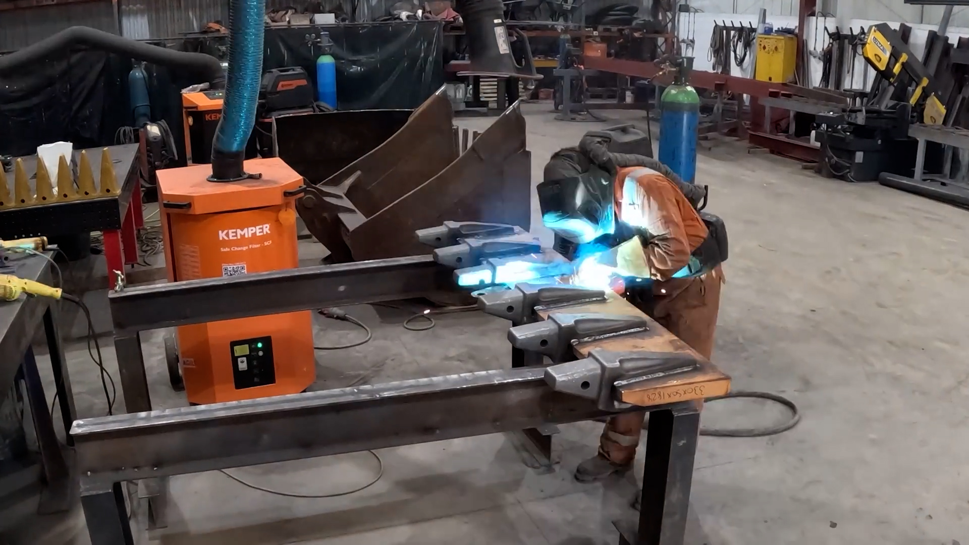Custom steel fabrication with heavy welds