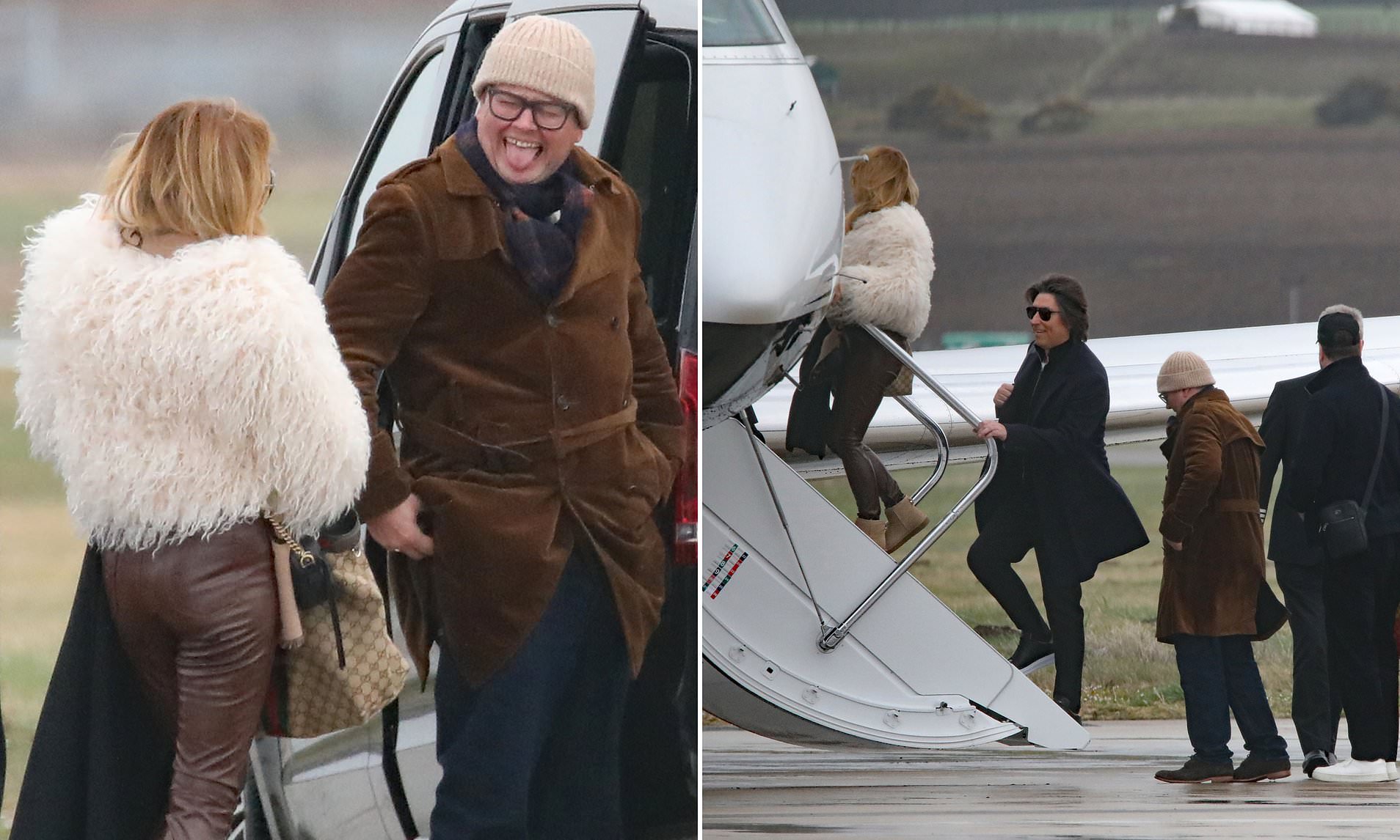 Amanda Holden and Alan Carr board private jet in Inverness after a ...