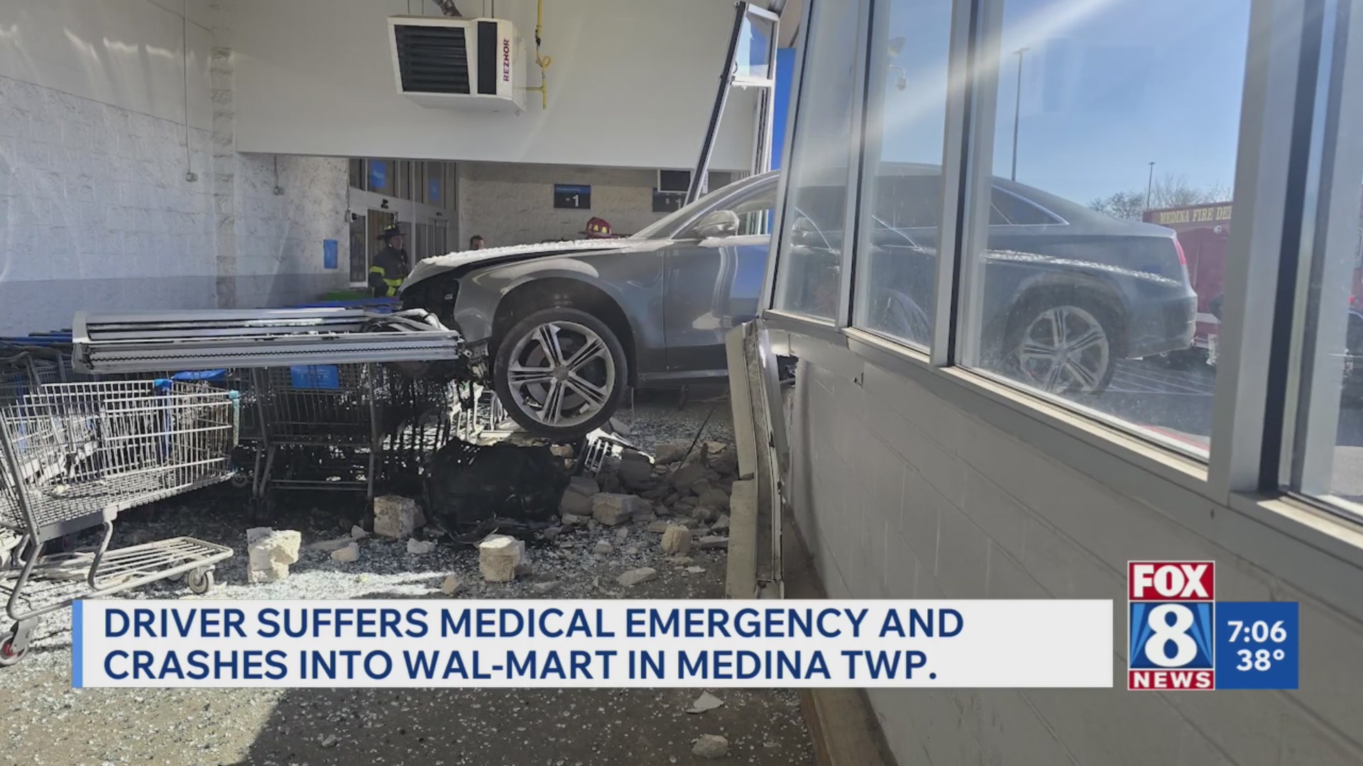 Car crashes into Walmart store in Medina