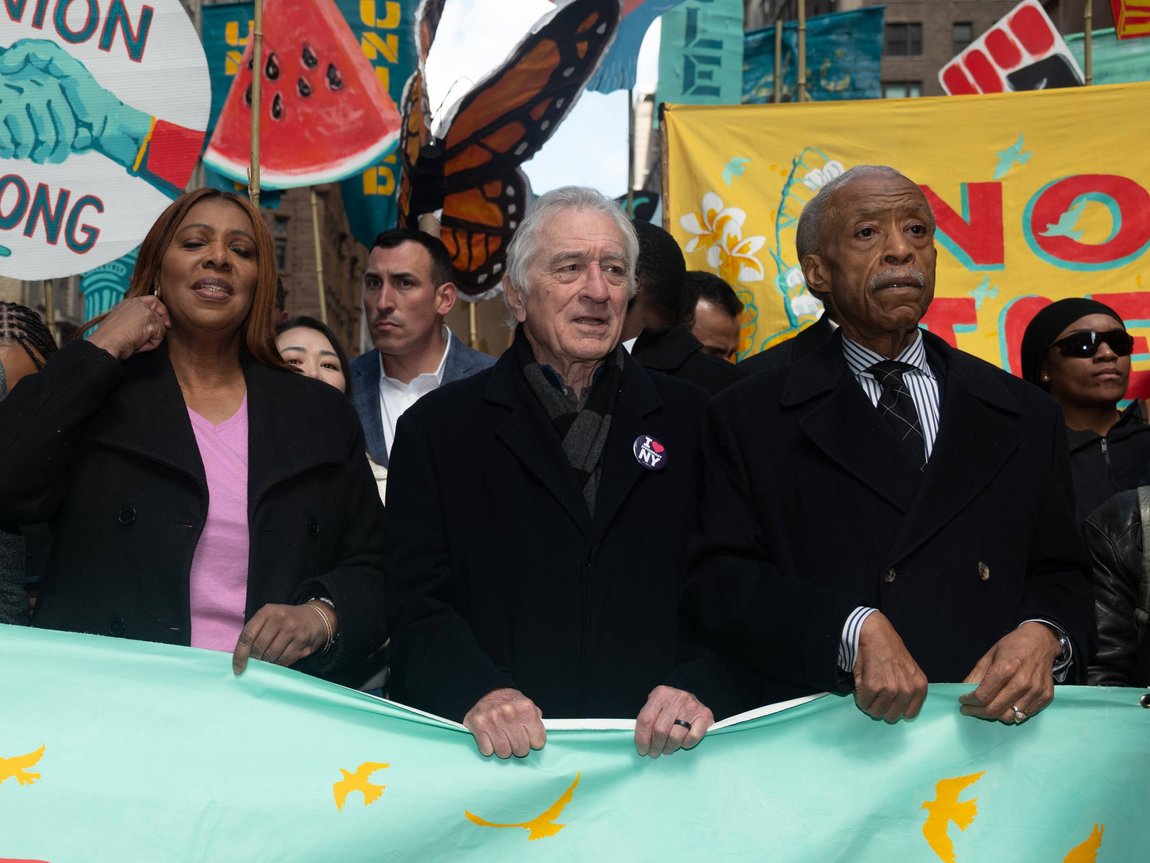 Robert De Niro and other stars at 'No Kings' protest against Trump