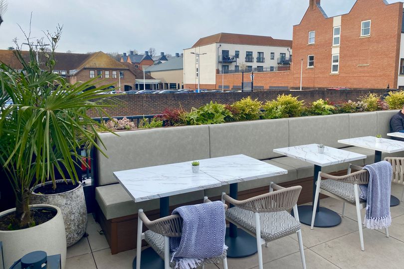 Hidden rooftop pub garden overlooks gorgeous Surrey market town and ...