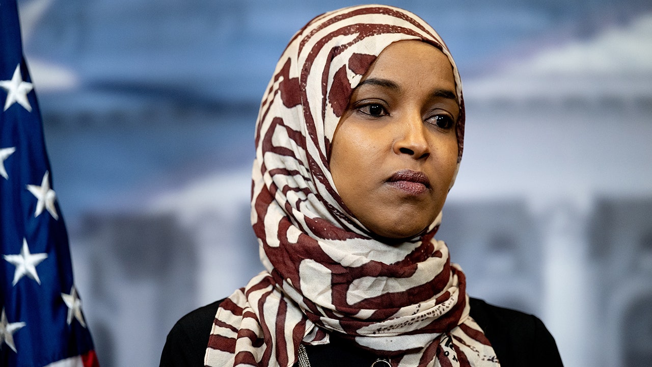 Rep. Ilhan Omar, D-Minn., is pictured during a news conference ahead of the State of the Union address at the U.S. Capitol in Washington, D.C., on Tuesday, Feb. 24, 2026.