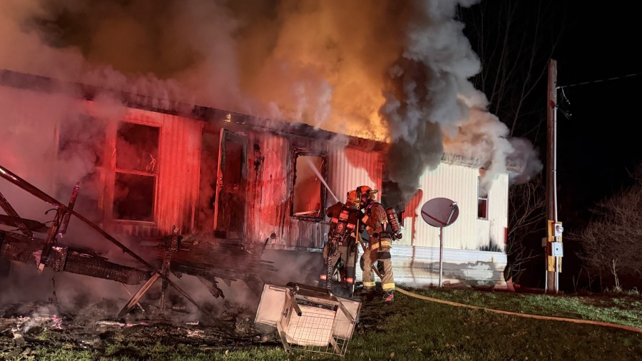 Columbia Township mobile home destroyed in early morning blaze