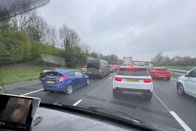 M5 drivers 'illegally using hard shoulder' after lorry crash spills diesel