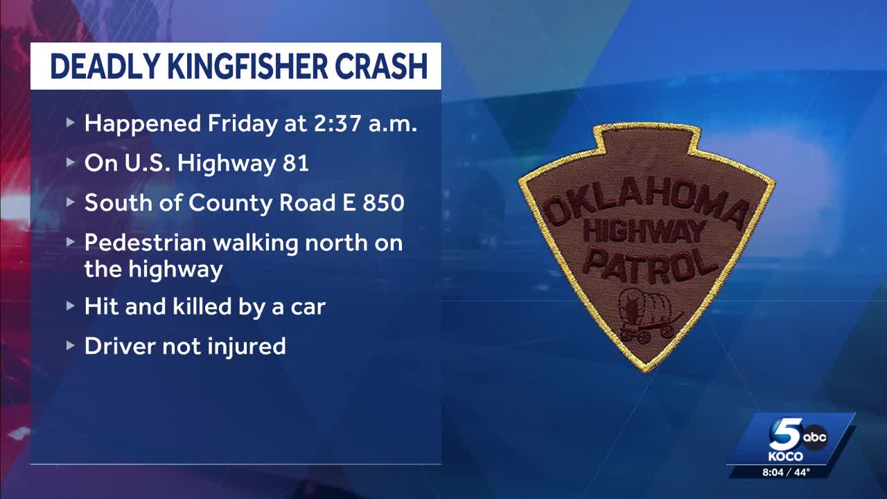 OHP: Pedestrian dies after being hit by driver on Kingfisher County highway