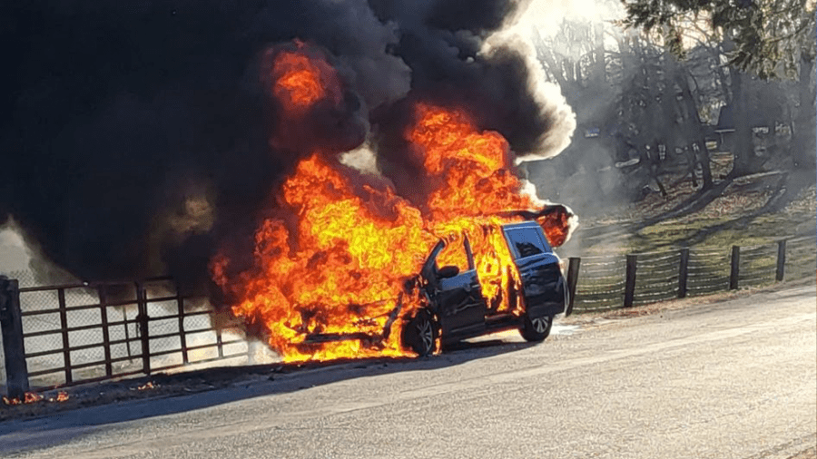 Ludlow firefighters extinguish car fire on Cady Street