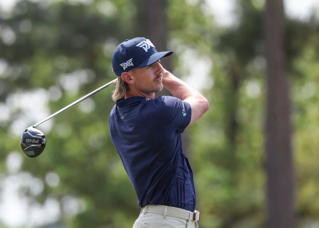 Jake Knapp reacts to tying the course record in the final round of the ...