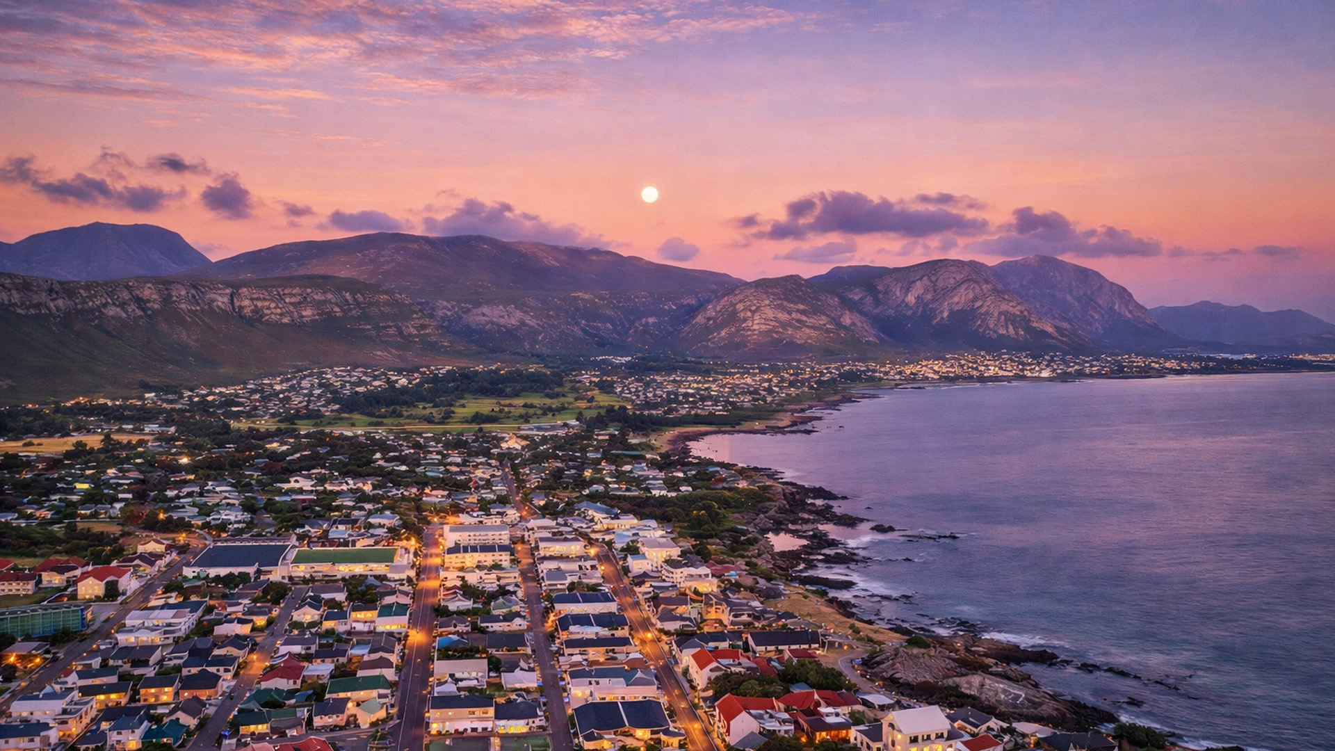 Hermanus in South Africa with ocean and mountain views