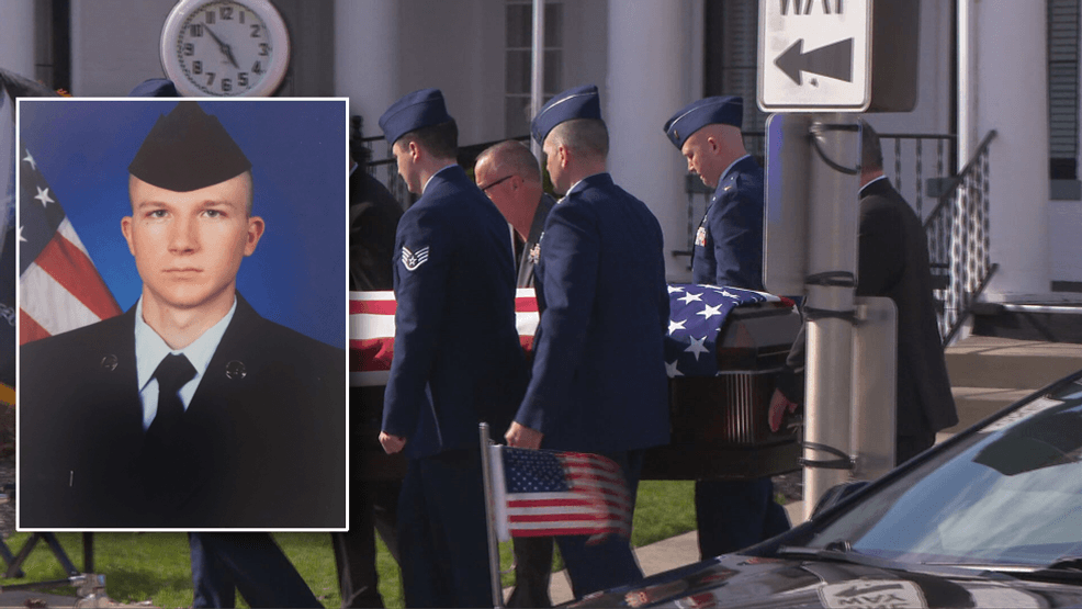 Local community pays tribute as remains of fallen airman return home