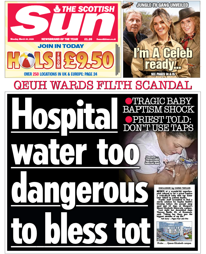 Scotland's papers: Hospital water blessing danger and school languages ...