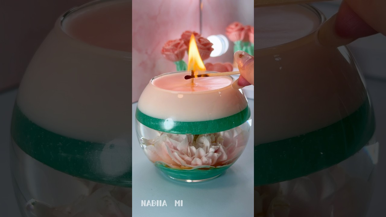 Pink flower water candle DIY 🌸 so relaxing
