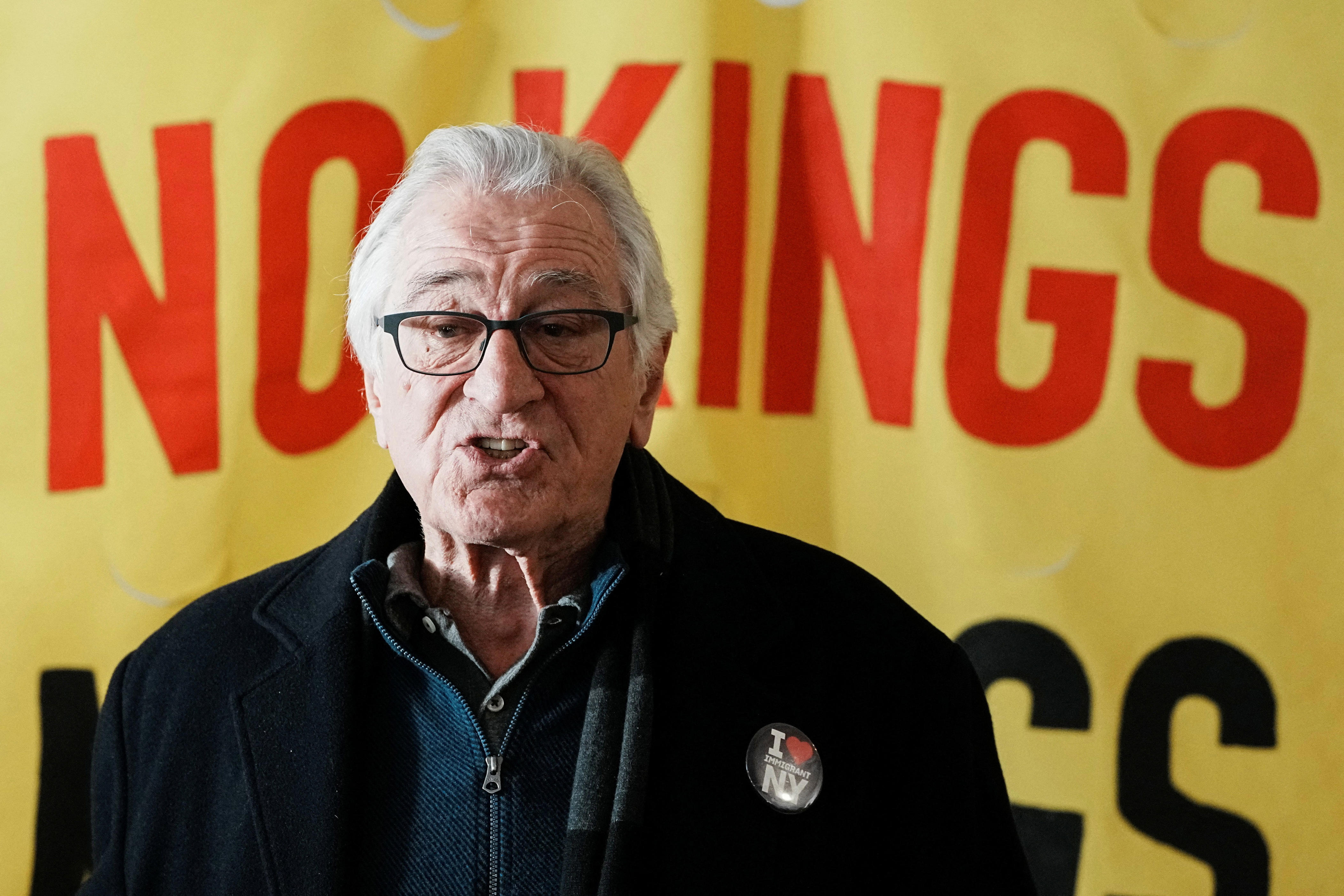 Robert De Niro stands against 'fool' Trump at No Kings protest