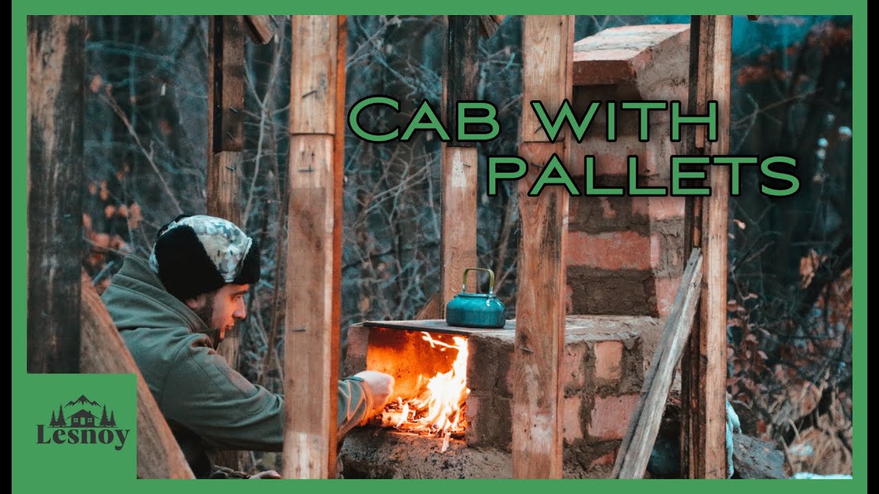 Solo winter bushcraft: Building a cozy forest shelter with brick stove