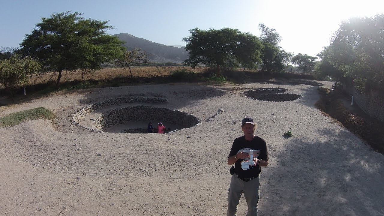 Ancient puquio well system of Nazca Peru; via quadcopter
