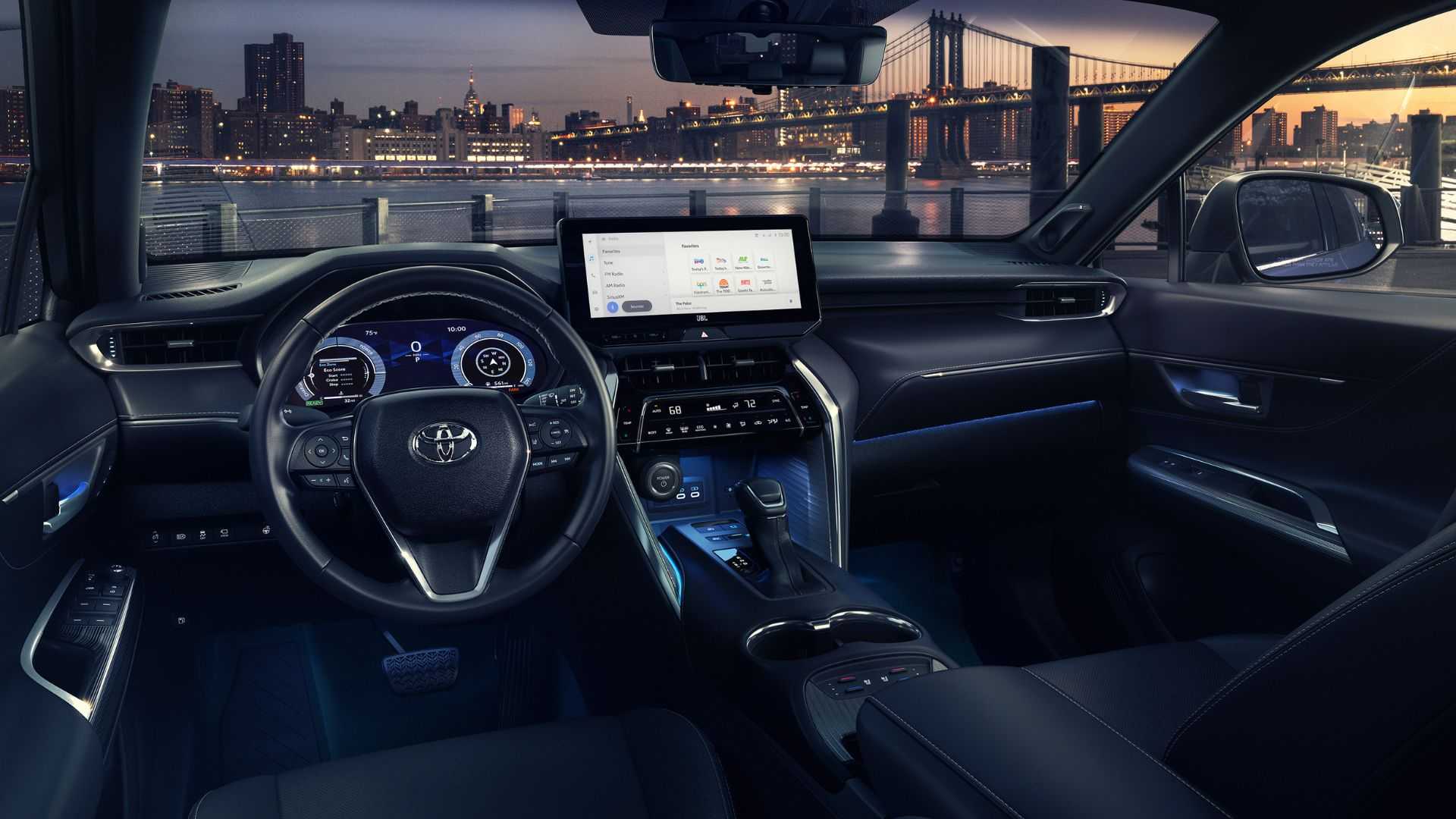 Shot inside the cabin of a 2024 Toyota Venza Limited, showing the front seats and dashboard.