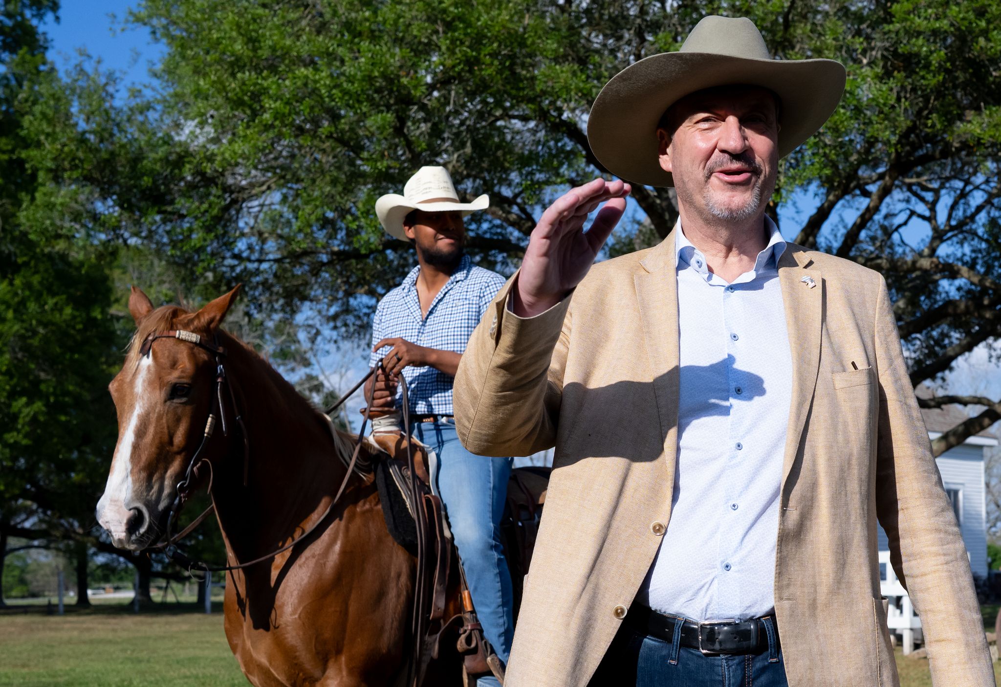 Söder startet US-Reise mit Besuch auf Ranch bei Houston