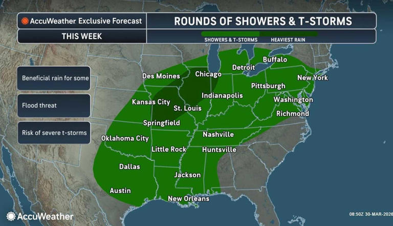 Rounds of storms to bring heavy rain, damaging winds, possible hail ...