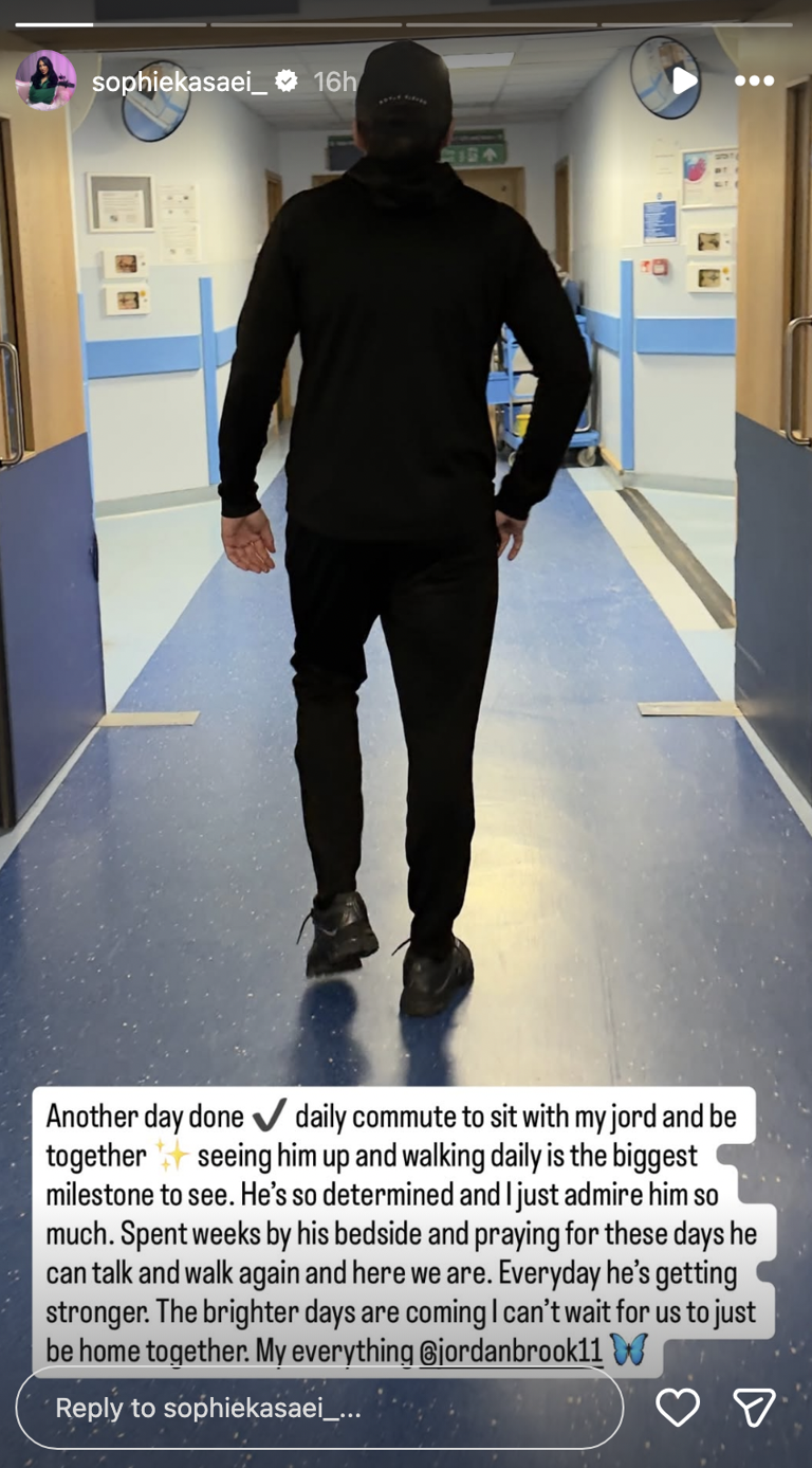 Towie’s Jordan Brook reaches biggest milestone after weeks in hospital ...
