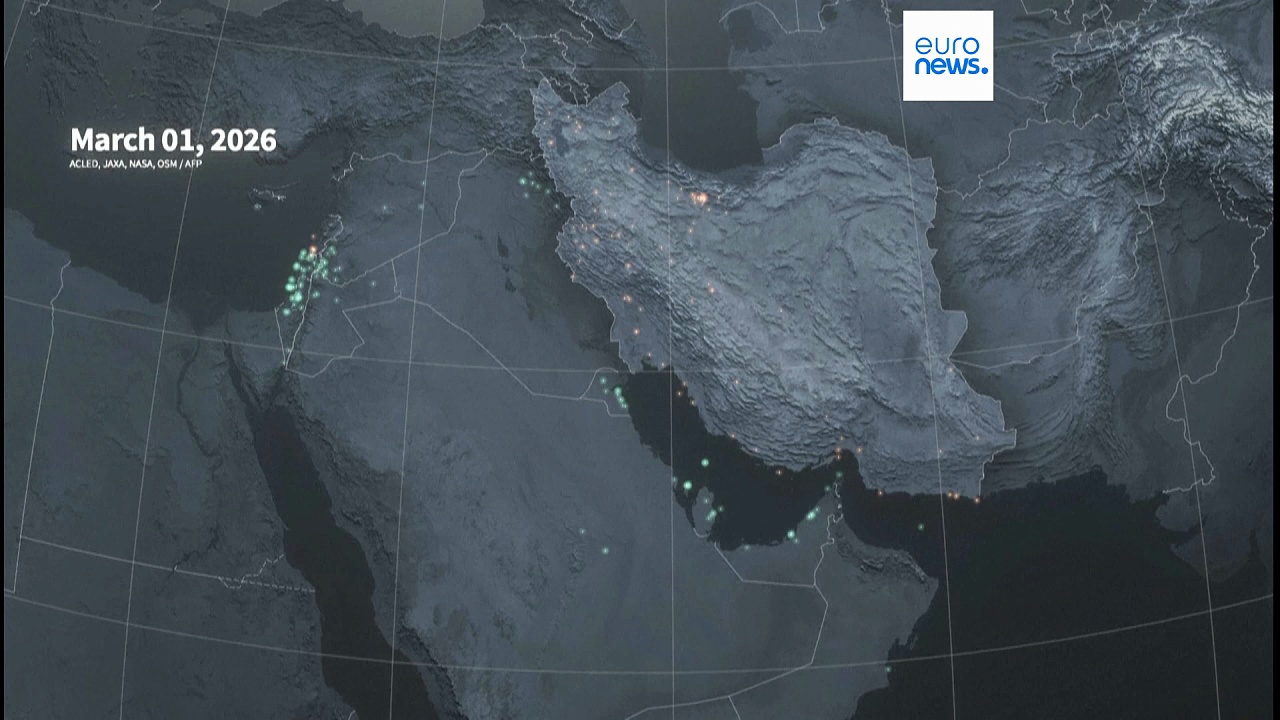 Iran war: Animated map tracks Middle East strikes since February 28