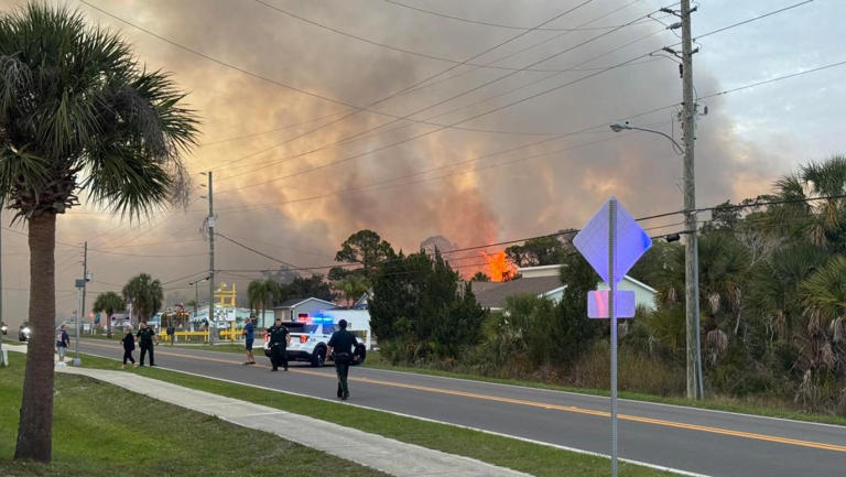 Crews continue to fight large brush fire in Hernando County