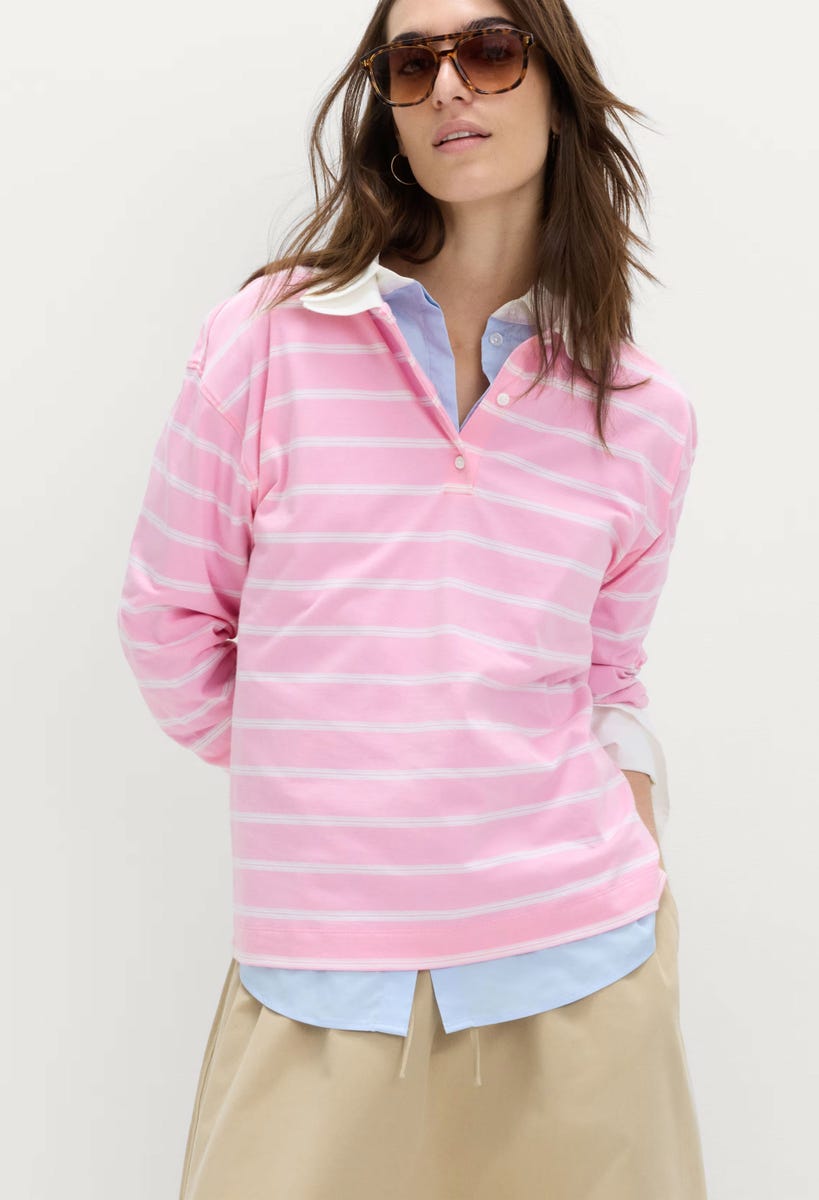 M&S’s £20 pink rugby shirt gives this sporty trend a fresh, feminine twist