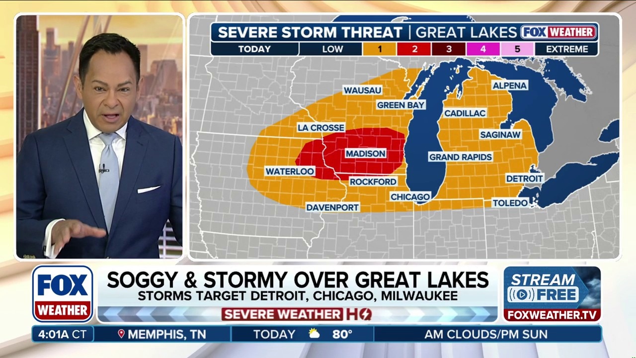 Severe storm threat increases across the Great Lakes, bringing damaging ...