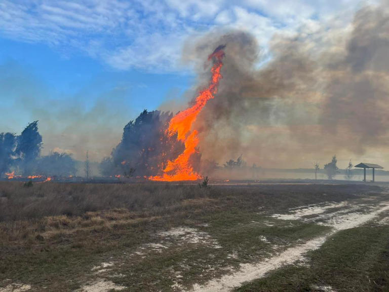 Crews continue to fight large brush fire in Hernando County