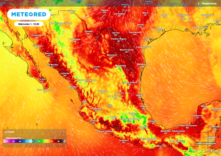 Las temperaturas serán muy variables, dominando el calor en estados costeros y el frescor en el centro. A finales de semana podría llegar un nuevo frente frío.