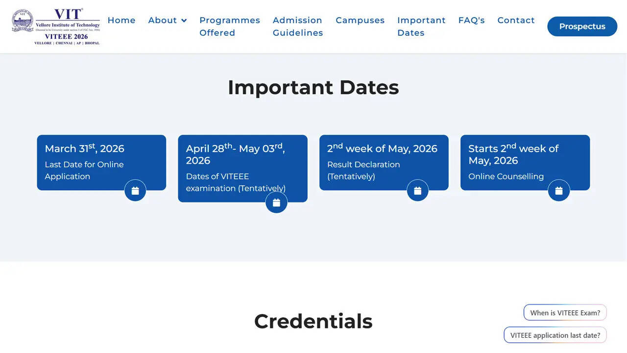 VITEEE 2026 registration closes March 31; here's how to apply online at ...