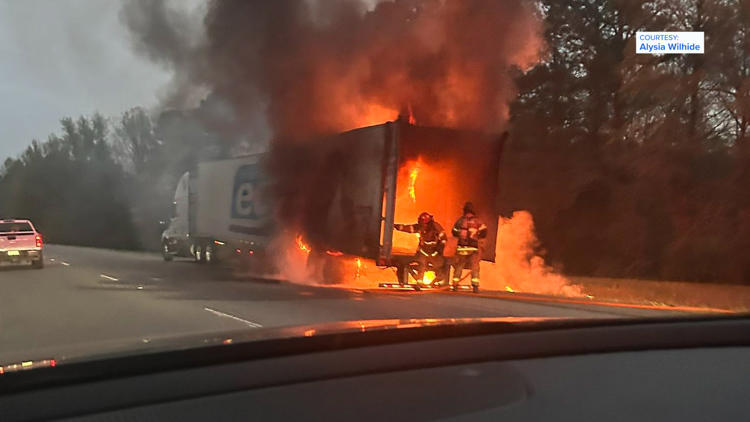 Emergency crews respond to 18-wheeler fire on I-65
