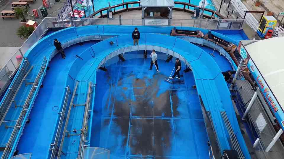 What it takes to clean a log flume ride