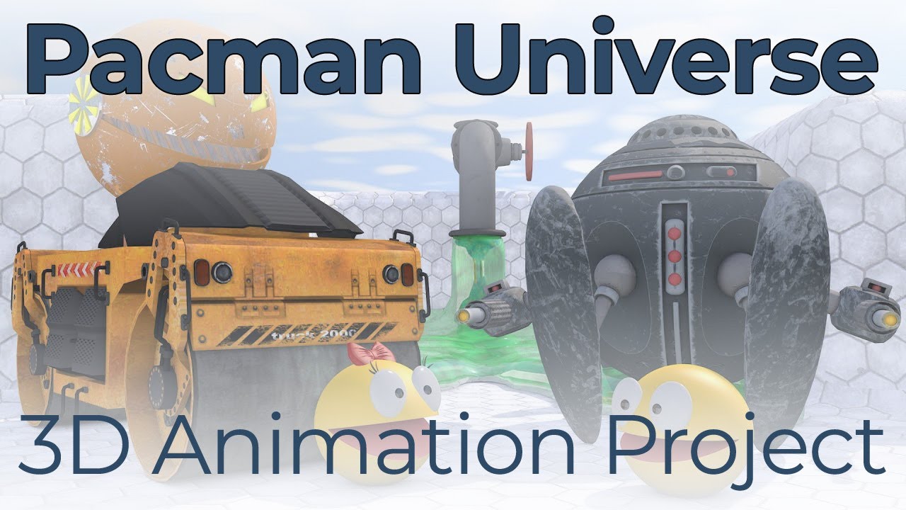Pacman vs road roller robot & sphere bot in acid maze