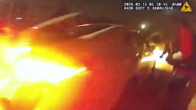 VIDEO: Trooper walks aways after vehicle slams into him during traffic stop