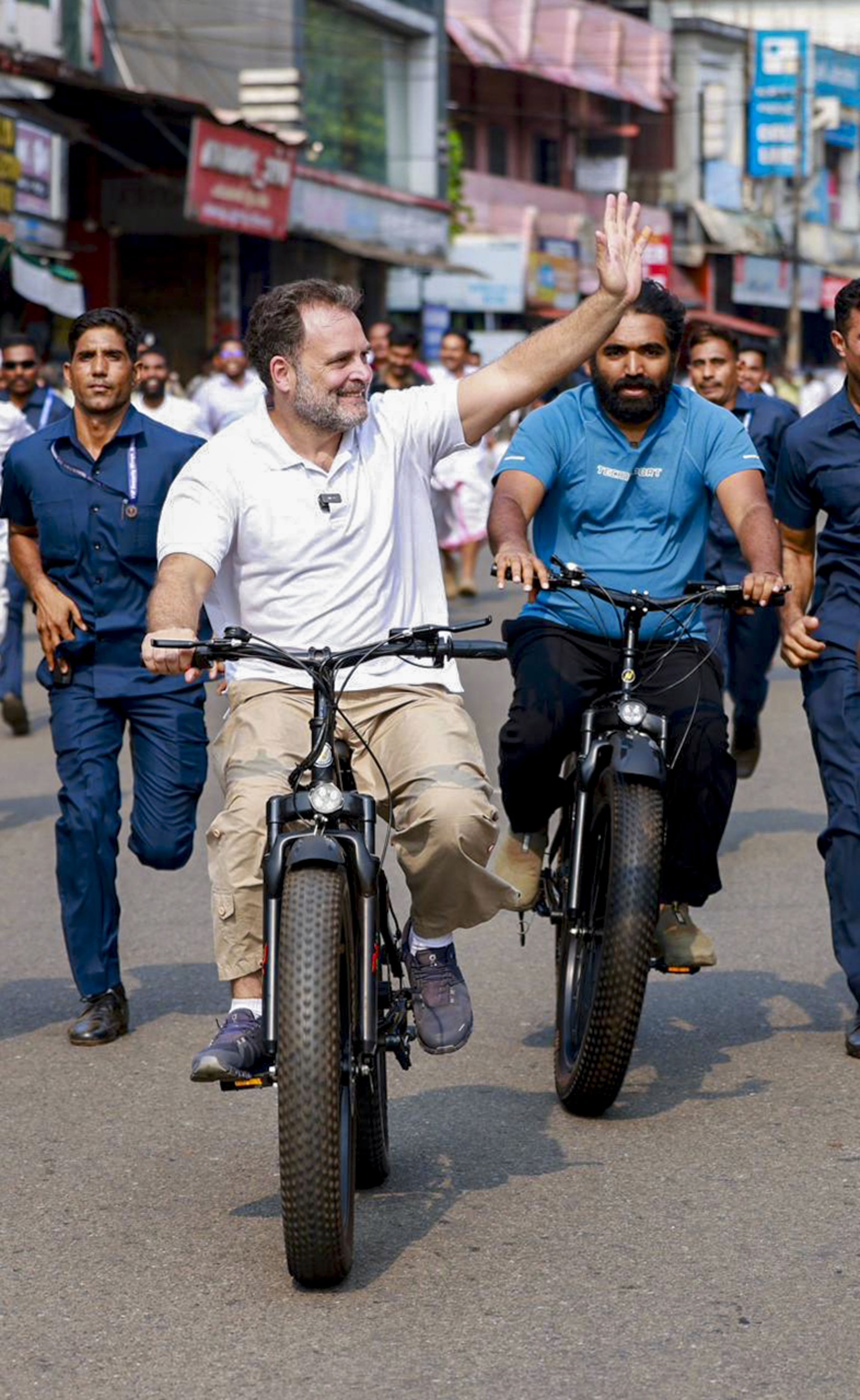 Rahul Gandhi bats for woman CM in Kerala, rides bicycle