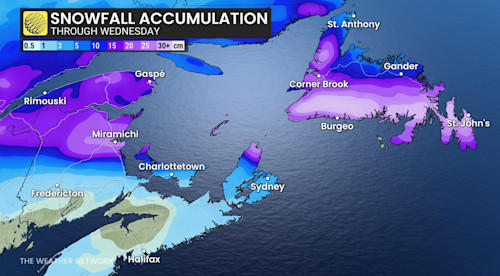 Spring snow and ice threat spread across Atlantic Canada