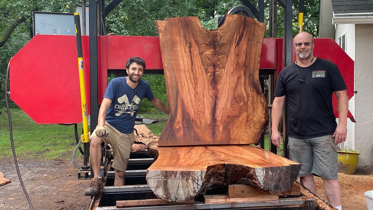 Slabbing a unique pecan crotch