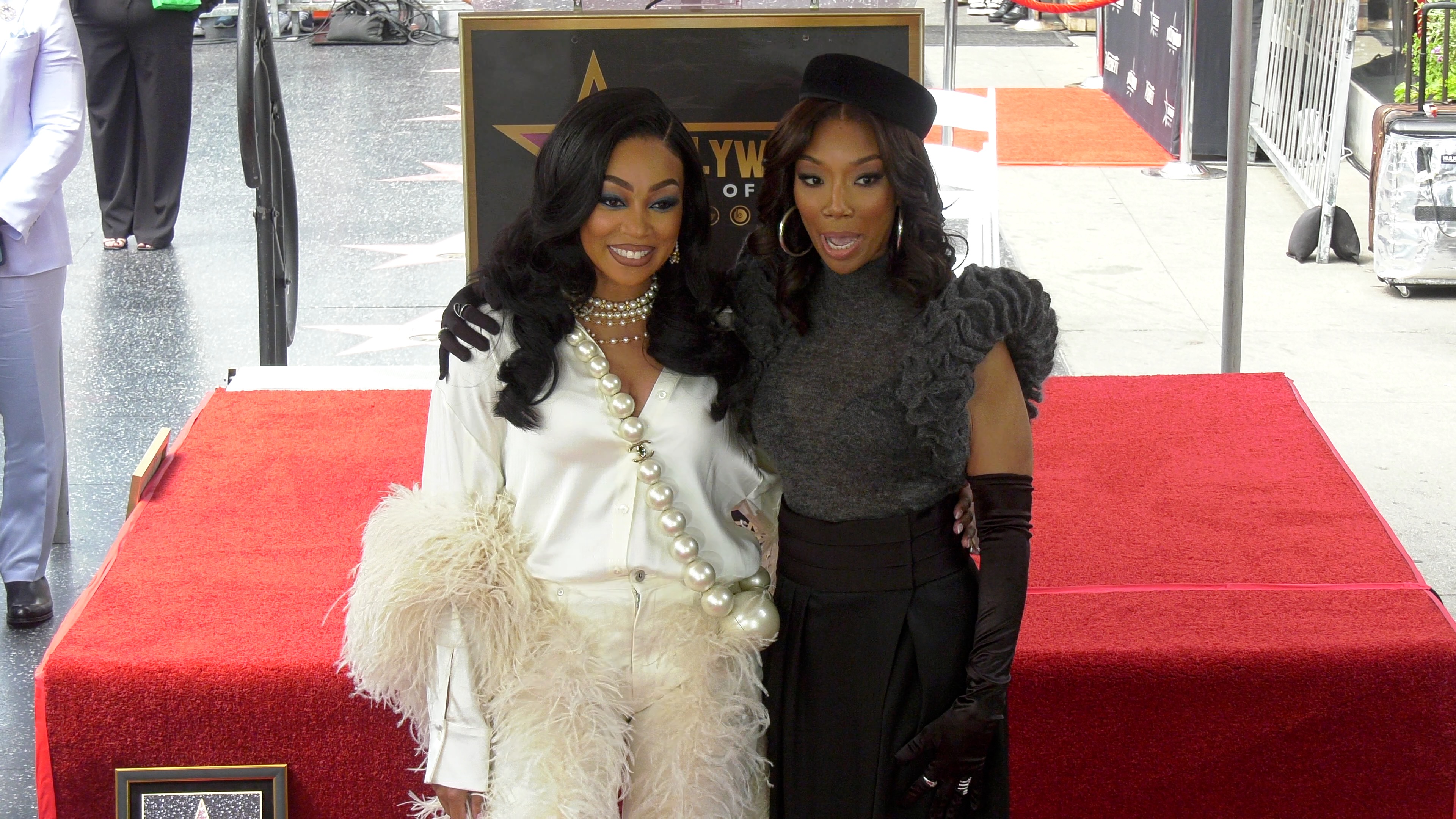 Monica and Brandy pose together at the unveiling of Brandy's star on
