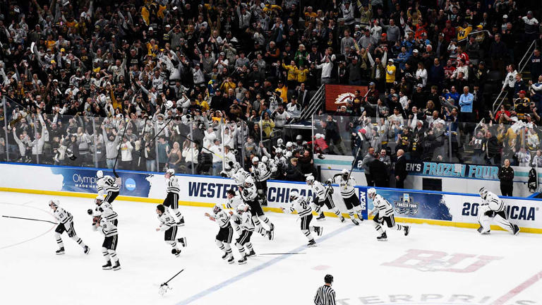 Who is playing in NCAA hockey Frozen Four in Las Vegas?