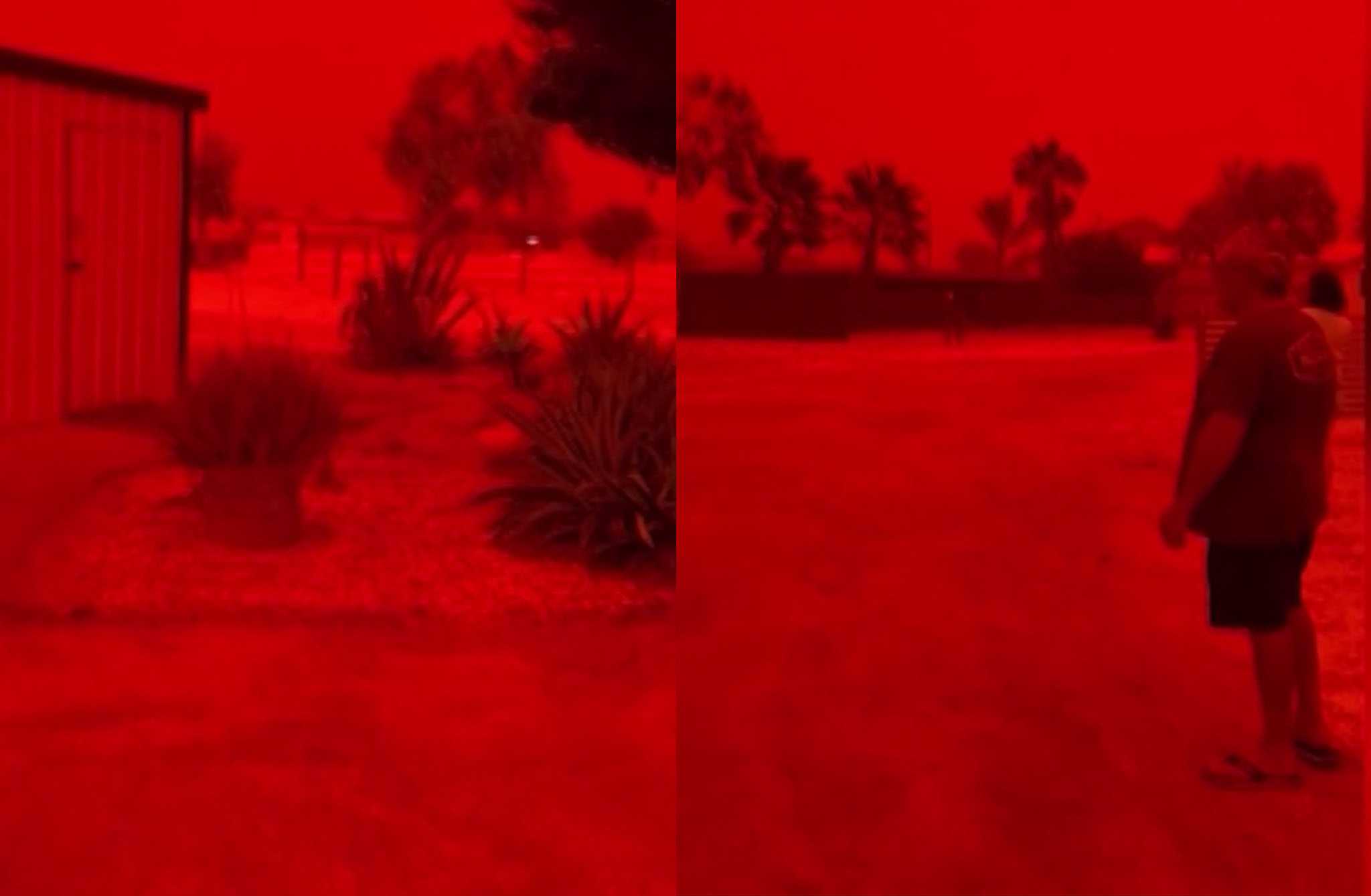Australian sky turns an apocalyptic blood red ahead of tropical cyclone