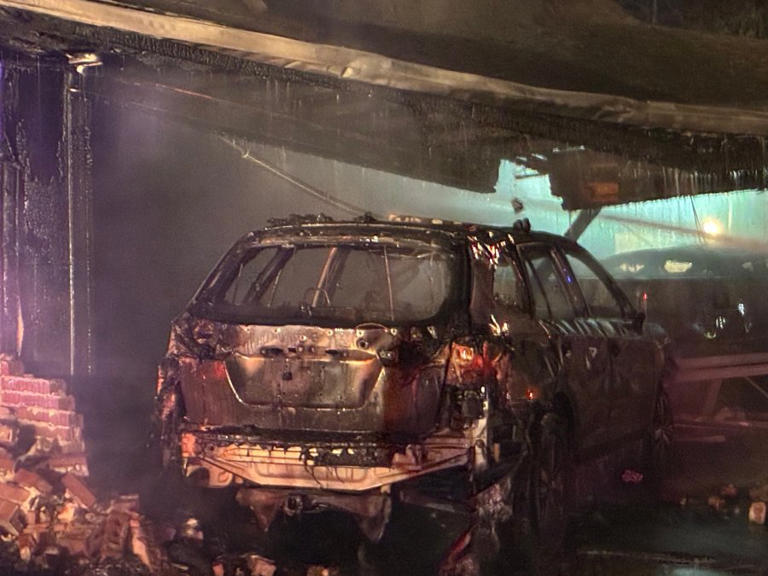 Stolen vehicle crashes into garage causing fire, partial collapse after ...