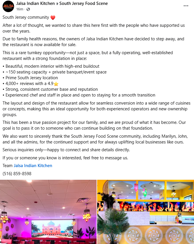 Jalsa Indian Kitchen abruptly announces closure
