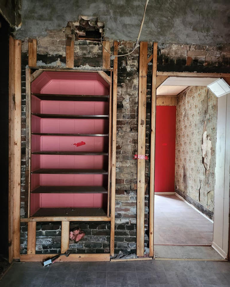 Image showcasing I ripped out my dark '80s entryway - and found exposed brick