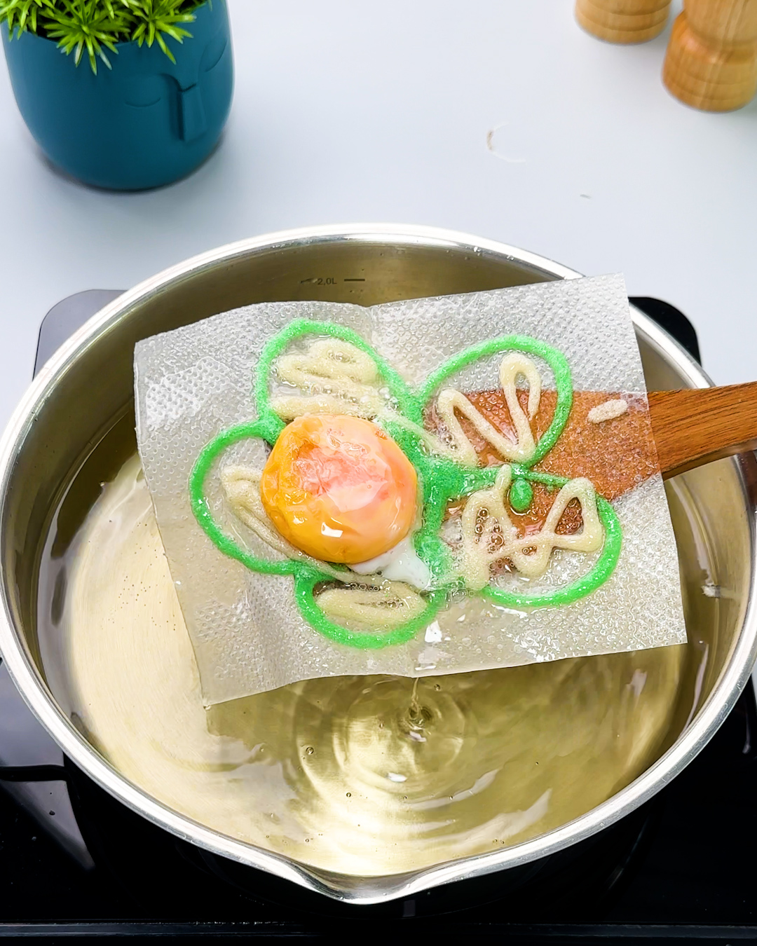 Creative egg fry on a canvas