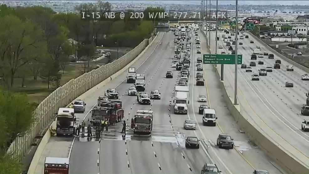 Vehicle fire blocks several northbound lanes on I-15 near American Fork