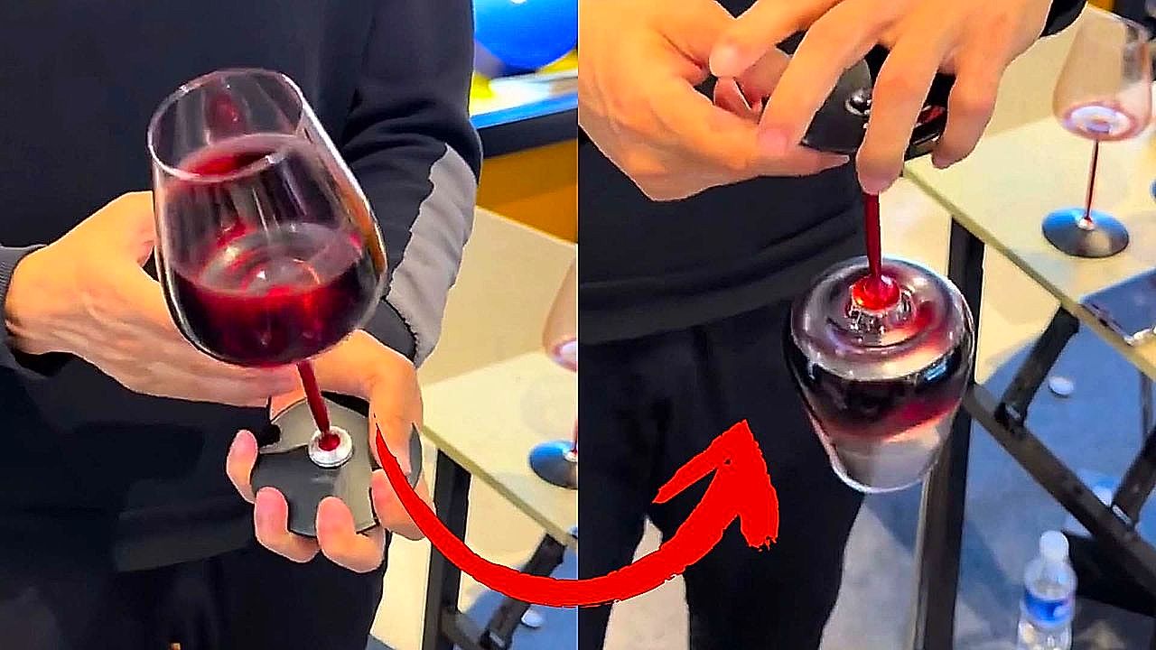 Impressive wine technique showcases precision without spilling a drop