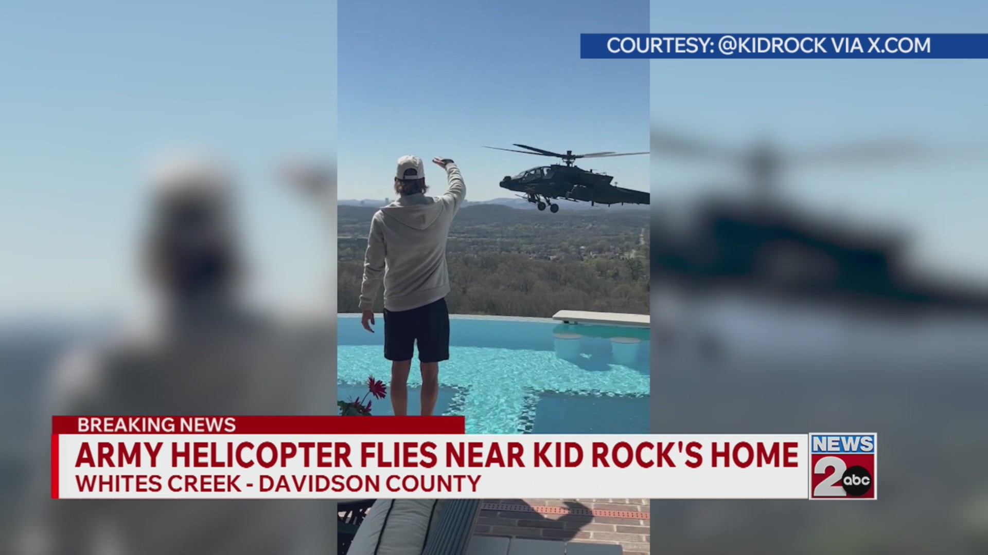 Kid Rock speaks with News 2 after helicopter fly-by at Nashville home