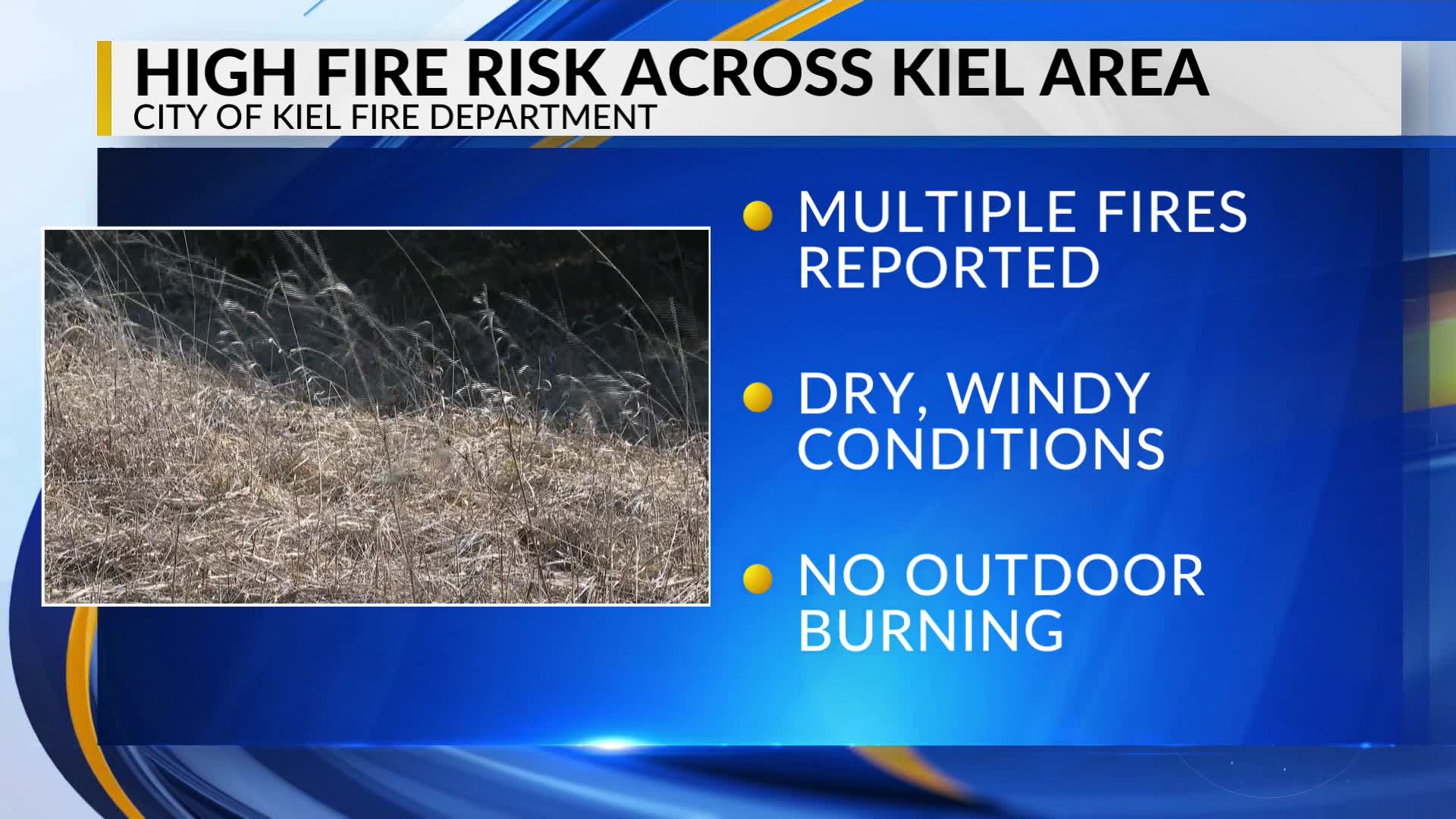Dry, windy conditions spark multiple vegetation fires near Kiel