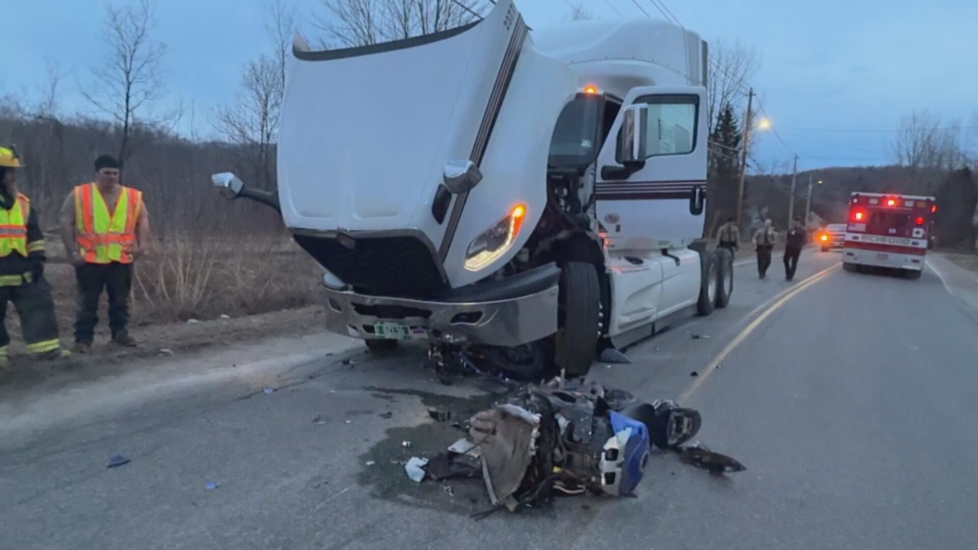 Motorcyclist seriously injured in crash with tractor-trailer