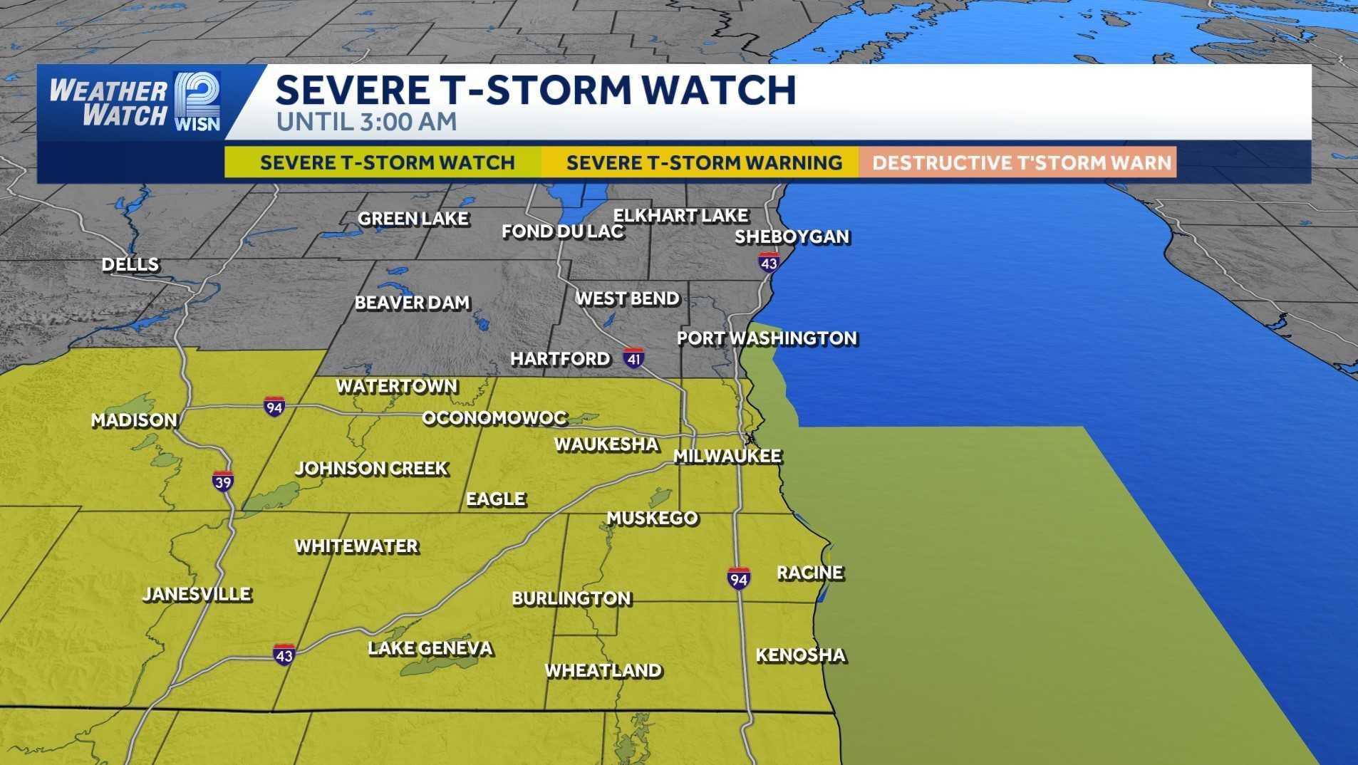 Severe thunderstorm watch issued for part of SE Wisconsin