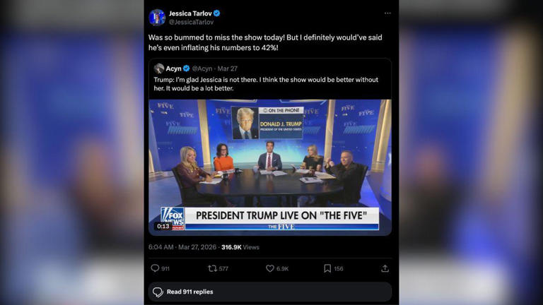 Donald Trump targets Jessica Tarlov on Fox News call-in as she skips ...